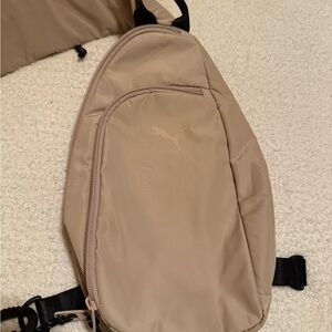 Puma Tan and Pink Sling Bag with Durable Fabric